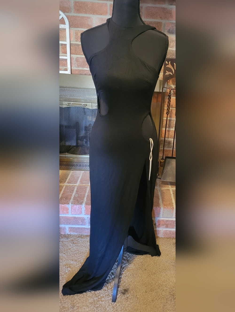 Riot Swim Black Backless Cutout Maxi Dress with Thigh Slit